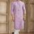 Men's purple straight kurta with plain banarasi art silk and with lining