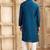 Men's blue straight kurta with plain banarasi art silk and with lining