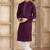 Men's wine straight kurta with plain banarasi art silk and with lining