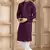 men's wine straight kurta pajama with plain banarasi art silk and with lining