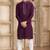 Men's wine straight kurta with plain banarasi art silk and with lining