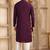 Men's wine straight kurta with plain banarasi art silk and with lining
