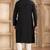 Men's black straight kurta with plain banarasi art silk and with lining