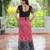 Black rayon badhni print with kutchi gamthi work navratri kurti