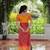 Yellow rayon badhni print with kutchi gamthi work navratri kurti