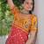 Yellow rayon badhni print with kutchi gamthi work navratri kurti