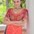 Pink rayon badhni print with kutchi gamthi work navratri kurti