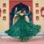 Green faux georgette laheriya print with kutchi patche work navratri gown