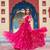 Pink faux georgette laheriya print with kutchi patche work navratri gown