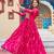Pink faux georgette laheriya print with kutchi patche work navratri gown