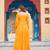 Yellow faux georgette laheriya print with kutchi patche work navratri gown