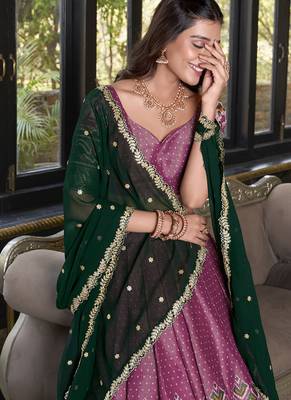 pink Kanchipuram Printed lehenga choli with Intricate Zari Weaving 2