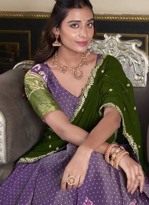 purple Kanchipuram Printed lehenga choli with Intricate Zari Weaving 2