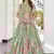 GREEN CHINNON SILK DIGITAL PRINT & ZARI DORI EMBROIDERED PARTY BRIDAL INDIAN WEDDING FESTIVE SEMI STITCHED LEHENGA CHOLI
