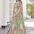 GREEN CHINNON SILK DIGITAL PRINT & ZARI DORI EMBROIDERED PARTY BRIDAL INDIAN WEDDING FESTIVE SEMI STITCHED LEHENGA CHOLI