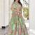 GREEN CHINNON SILK DIGITAL PRINT & ZARI DORI EMBROIDERED PARTY BRIDAL INDIAN WEDDING FESTIVE SEMI STITCHED LEHENGA CHOLI