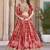 RED CHINNON SILK DIGITAL PRINT & ZARI DORI EMBROIDERED PARTY BRIDAL INDIAN WEDDING FESTIVE SEMI STITCHED LEHENGA CHOLI