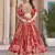 RED CHINNON SILK DIGITAL PRINT & ZARI DORI EMBROIDERED PARTY BRIDAL INDIAN WEDDING FESTIVE SEMI STITCHED LEHENGA CHOLI