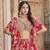 RED CHINNON SILK DIGITAL PRINT & ZARI DORI EMBROIDERED PARTY BRIDAL INDIAN WEDDING FESTIVE SEMI STITCHED LEHENGA CHOLI