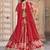 RED CHINNON SILK DIGITAL PRINT & ZARI DORI EMBROIDERED PARTY BRIDAL INDIAN WEDDING FESTIVE SEMI STITCHED LEHENGA CHOLI