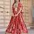 RED CHINNON SILK DIGITAL PRINT & ZARI DORI EMBROIDERED PARTY BRIDAL INDIAN WEDDING FESTIVE SEMI STITCHED LEHENGA CHOLI