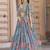 SKY BLUE CHINNON SILK DIGITAL PRINT & ZARI DORI EMBROIDERED PARTY INDIAN WEDDING FESTIVE SEMI STITCHED LEHENGA CHOLI