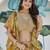 YELLOW CHINNON SILK DIGITAL PRINT & ZARI DORI EMBROIDERED PARTY WEAR INDIAN WEDDING FESTIVE SEMI STITCHED LEHENGA CHOLI