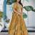 YELLOW CHINNON SILK DIGITAL PRINT & ZARI DORI EMBROIDERED PARTY WEAR INDIAN WEDDING FESTIVE SEMI STITCHED LEHENGA CHOLI