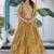 YELLOW CHINNON SILK DIGITAL PRINT & ZARI DORI EMBROIDERED PARTY WEAR INDIAN WEDDING FESTIVE SEMI STITCHED LEHENGA CHOLI