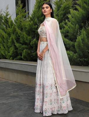Precious Off-White Digital Printed Georgette Festival Wear Lehenga Choli 5
