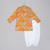 Mustard floral printed mirror work and embroiderd kurta with dhoti set