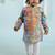 Blue floral printed mirror work and embroiderd kurta with dhoti set