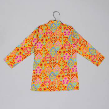 Mustard floral printed mirror work and embroiderd kurta with dhoti set 4