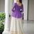 Purple Georgette Kutchi Work Peplum Top With Cotton Flared Lehenga
