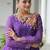 Purple Georgette Kutchi Work Peplum Top With Cotton Flared Lehenga