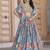 SKY BLUE CHINNON SILK DIGITAL PRINT & ZARI DORI EMBROIDERED PARTY INDIAN WEDDING FESTIVE SEMI STITCHED LEHENGA CHOLI