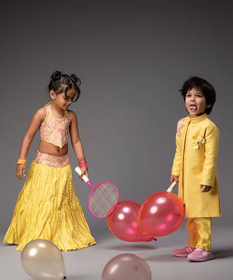 Yellow embroidered chanderi lehenga 2