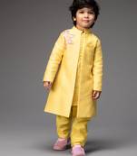 Yellow plain chanderi kurta pyjama