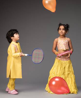 Yellow plain chanderi kurta pyjama 3