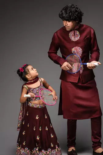 Maroon embroidered organza lehenga set