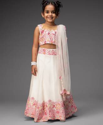 White embroidered organza lehenga set 1
