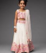 White embroidered organza lehenga set