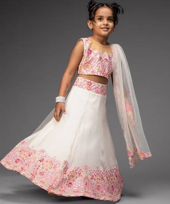 White embroidered organza lehenga set 2