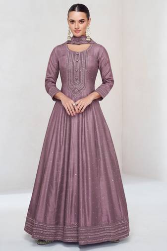 DESIGNER SILK WITH SEQUANCE WORK  ANARKALI SUIT