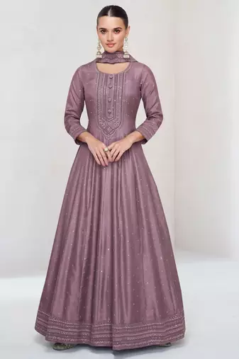 DESIGNER SILK WITH SEQUANCE WORK  ANARKALI SUIT