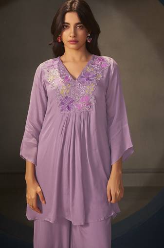 Albeli lilac premium full work co-ord set