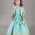 Aqua green flower embroidery blouse and ghagara set