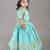 Aqua green flower embroidery blouse and ghagara set