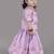 Lavender flower embroidered blouse and ghagara set