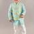 Aqua green kurta with flower embroidery jacket with bottom  set